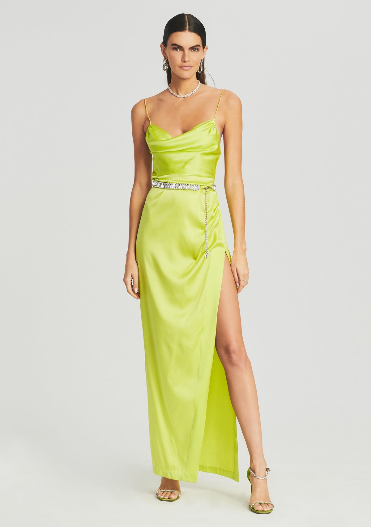 Marlene Silk Dress by retrofête in Neon Yellow, product image 5