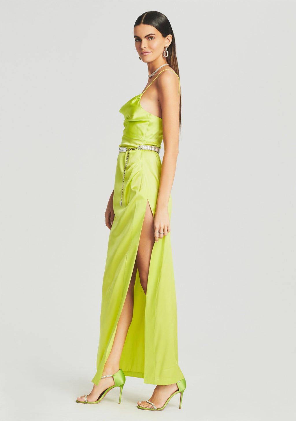 Marlene Silk Dress by retrofête in Neon Yellow, product image 3