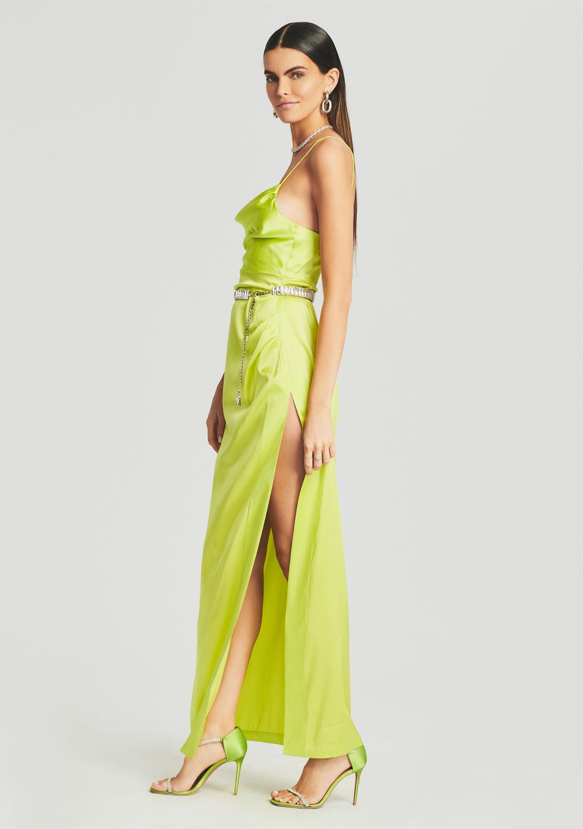 Marlene Silk Dress by retrofête in Neon Yellow, product image 3