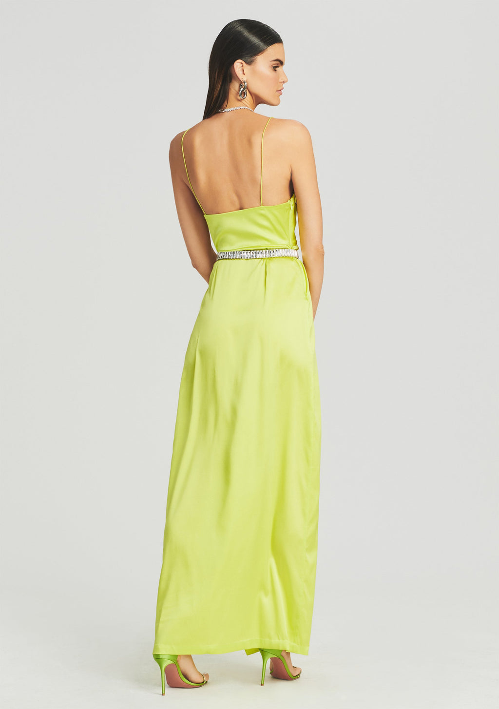 Marlene Silk Dress by retrofête in Neon Yellow, product image 4