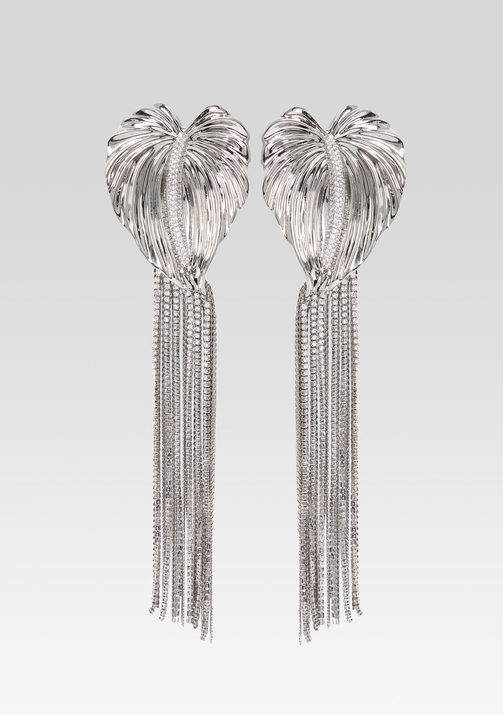 Anthurium Drop Crystal Earring by retrofête in Silver, product image 1