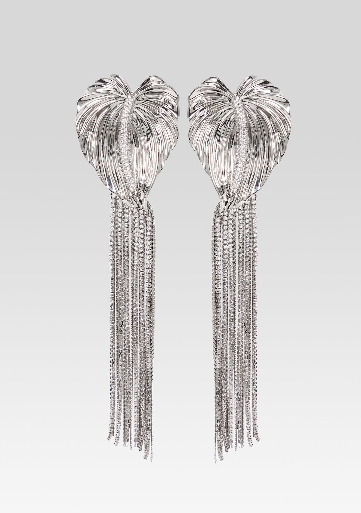 Anthurium Drop Crystal Earring by retrofête in Silver, product image 1