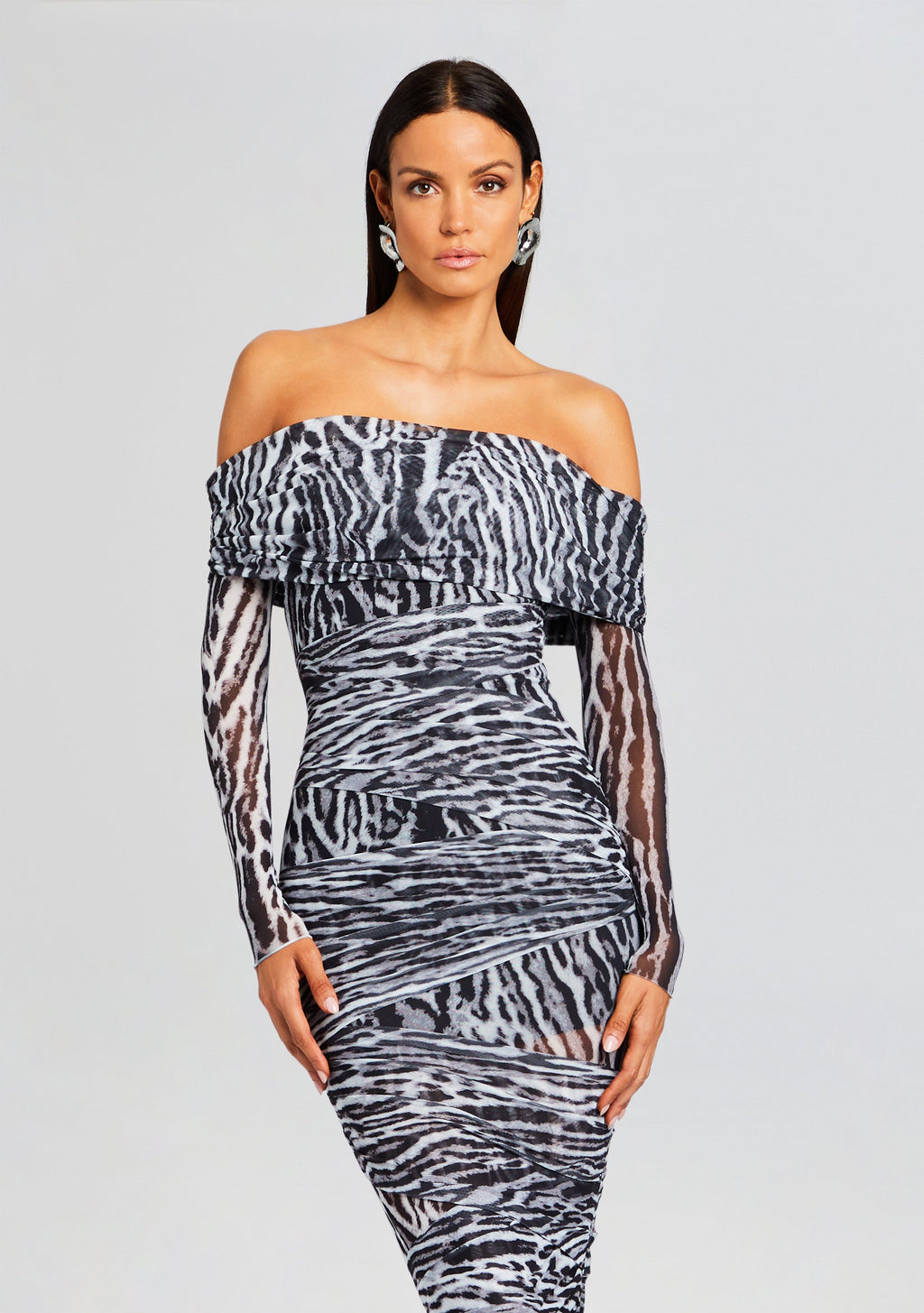 Chanda Gown by SEROYA in Grey Ocelot, product image 2