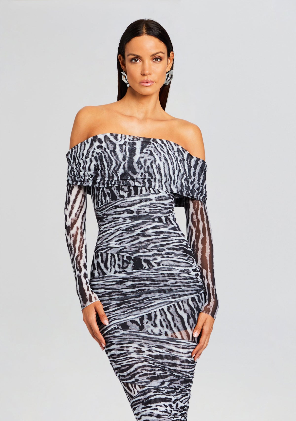 Chanda Gown by SEROYA in Grey Ocelot, product image 2
