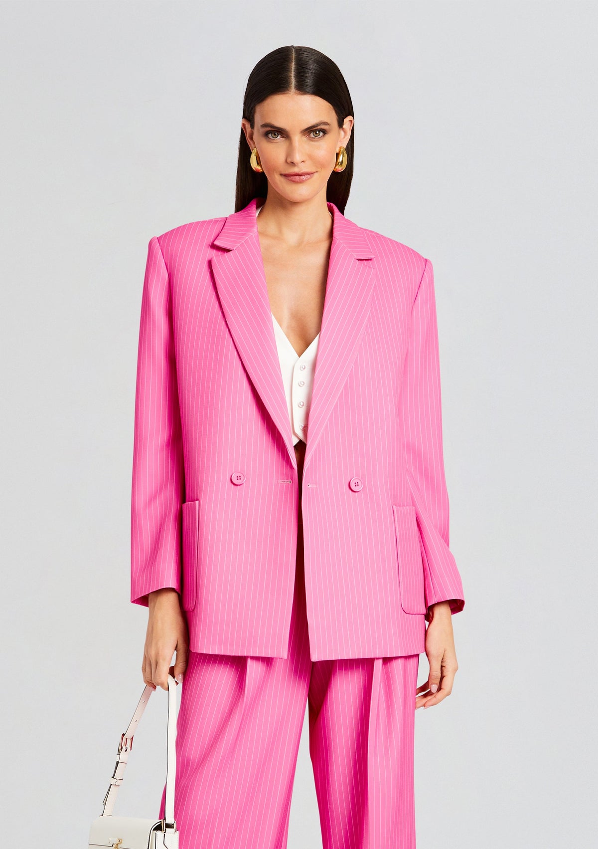 Natasha Blazer by SEROYA in Pink/White Stripe, product image 1
