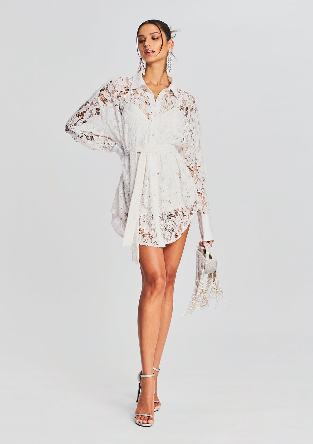 Reet Shirt Dress by Hemant & Nandita in White, product image 1