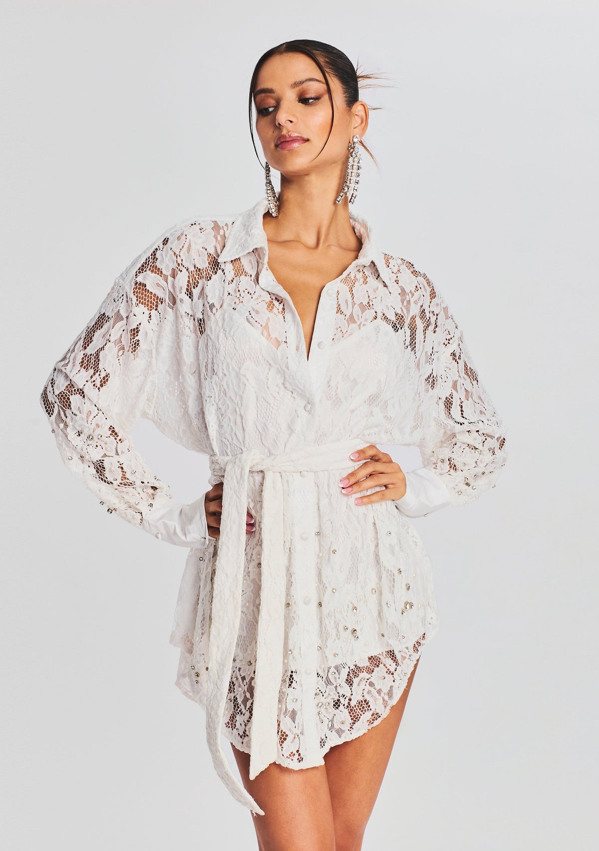 Reet Shirt Dress by Hemant & Nandita in White, product image 2