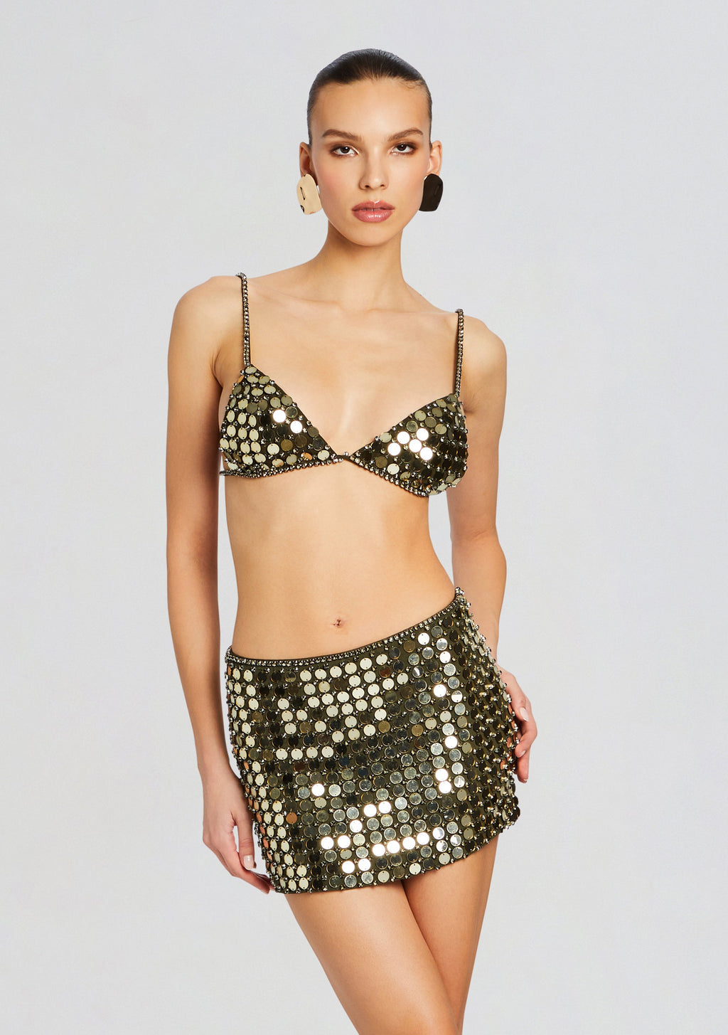 Silas Embellished Bra by retrofête in Military Green, product image 1