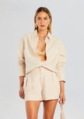 Bella Linen Shirt Blouse by SEROYA in Linen Beige, product image 1
