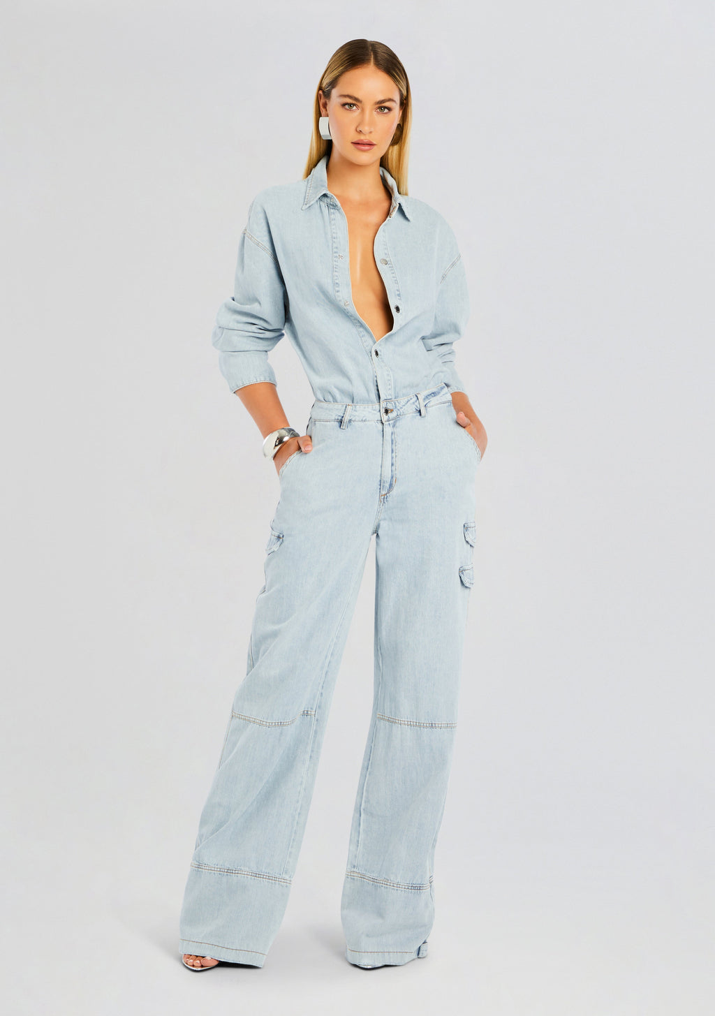 Russo Denim Jumpsuit by retrofête in Skylight, product image 1