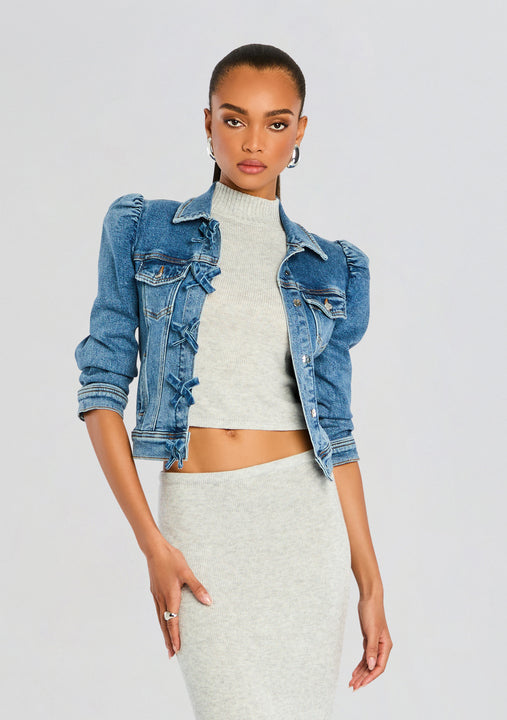 Mauve Denim Jacket by retrofête in Oasis, product image 1