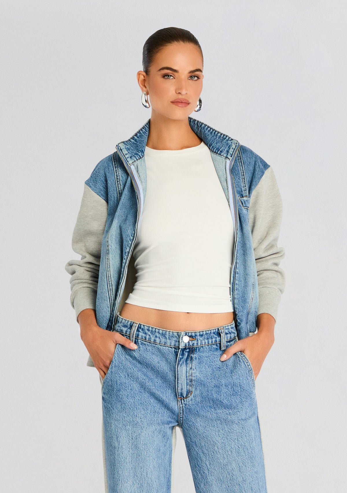 Page Terry Denim Jacket by SEROYA in River, product image 1