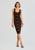 Weyla Metallic Knit Dress by retrofête in Metallic Earth/Black, product image 1