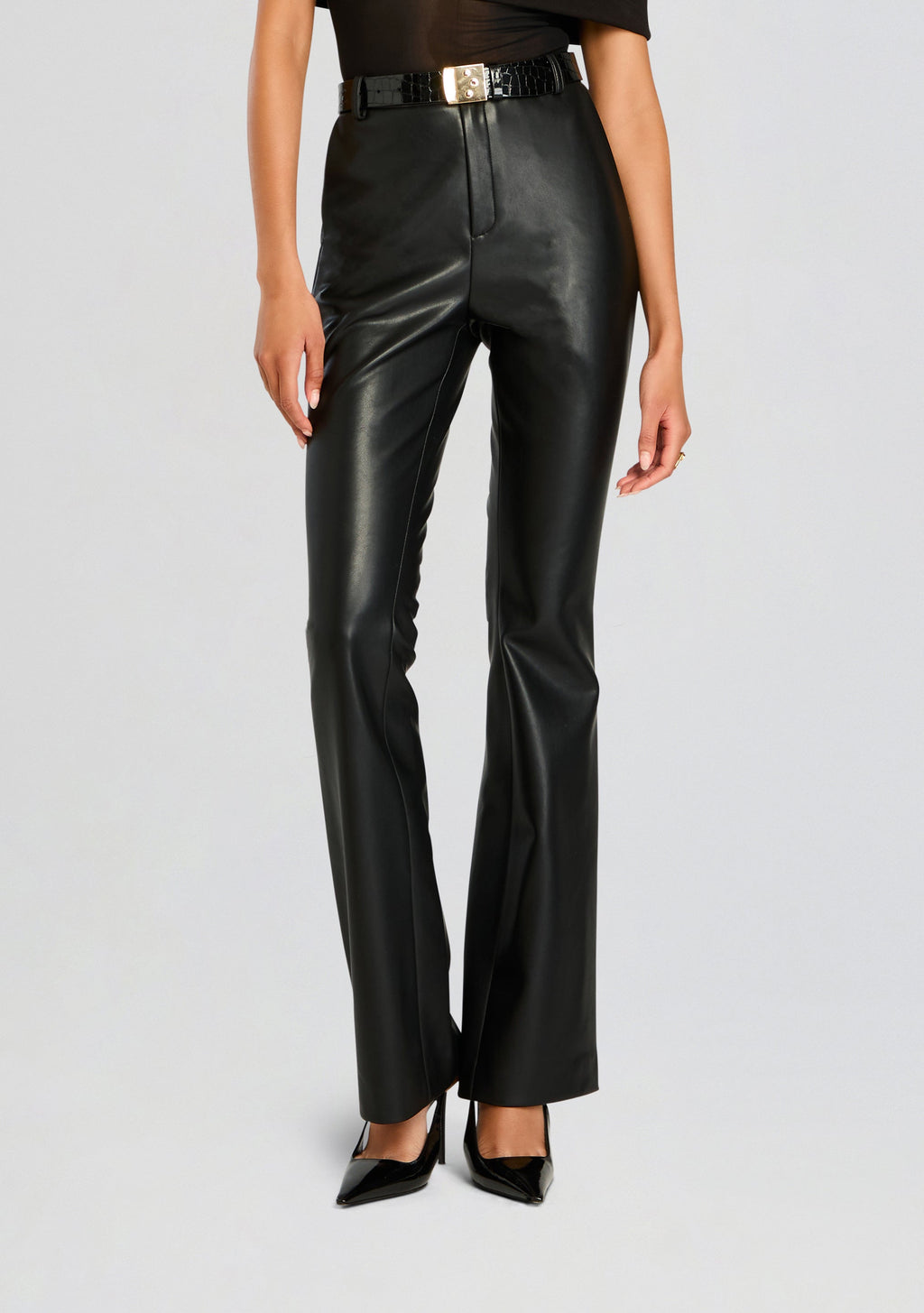 Ronja Vegan Leather Trouser by SEROYA in Black, product image 1