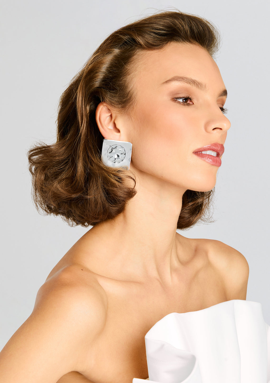 Nikki Crystal Earrings by retrofête in Silver, product image 2