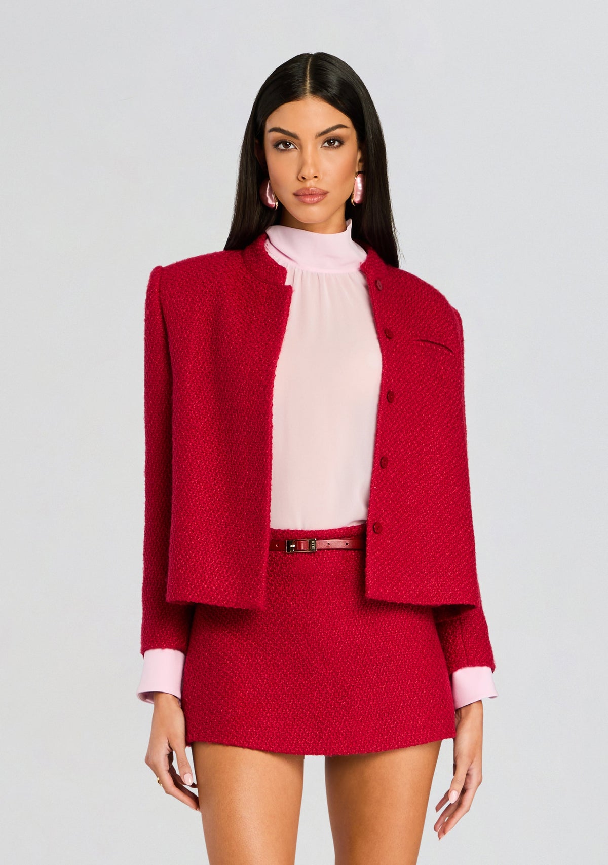 Kristen Boucle Lady Jacket by SEROYA in Ruby Red, product image 1