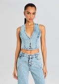 Jordi Embellished Denim Vest by retrofête in Rodeo, product image 1