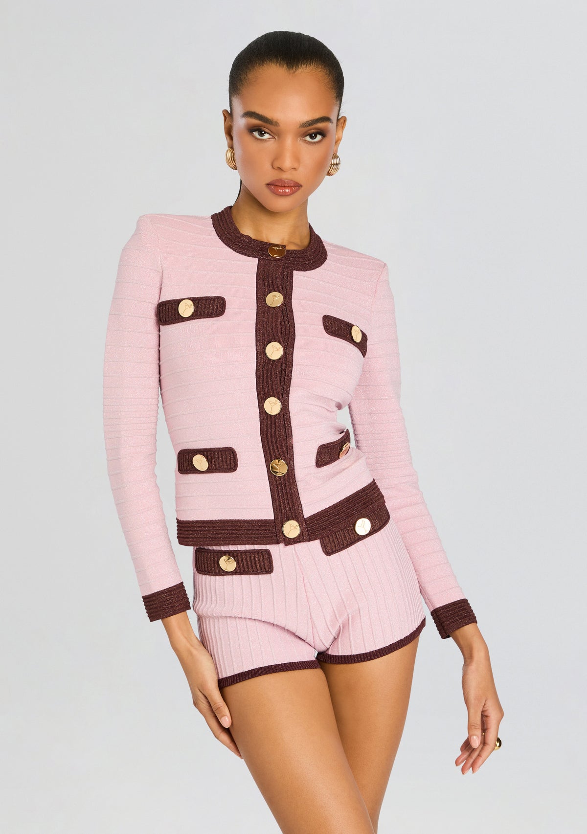 Percy Bandage Knit Top by retrofête in Mtlc Earl Rose/Pecan, product image 1