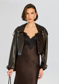 Einsley Leather Jacket by retrofête in Dark Brown, product image 1