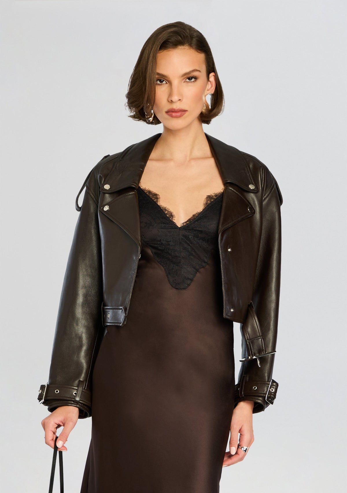 Einsley Leather Jacket by retrofête in Dark Brown, product image 1