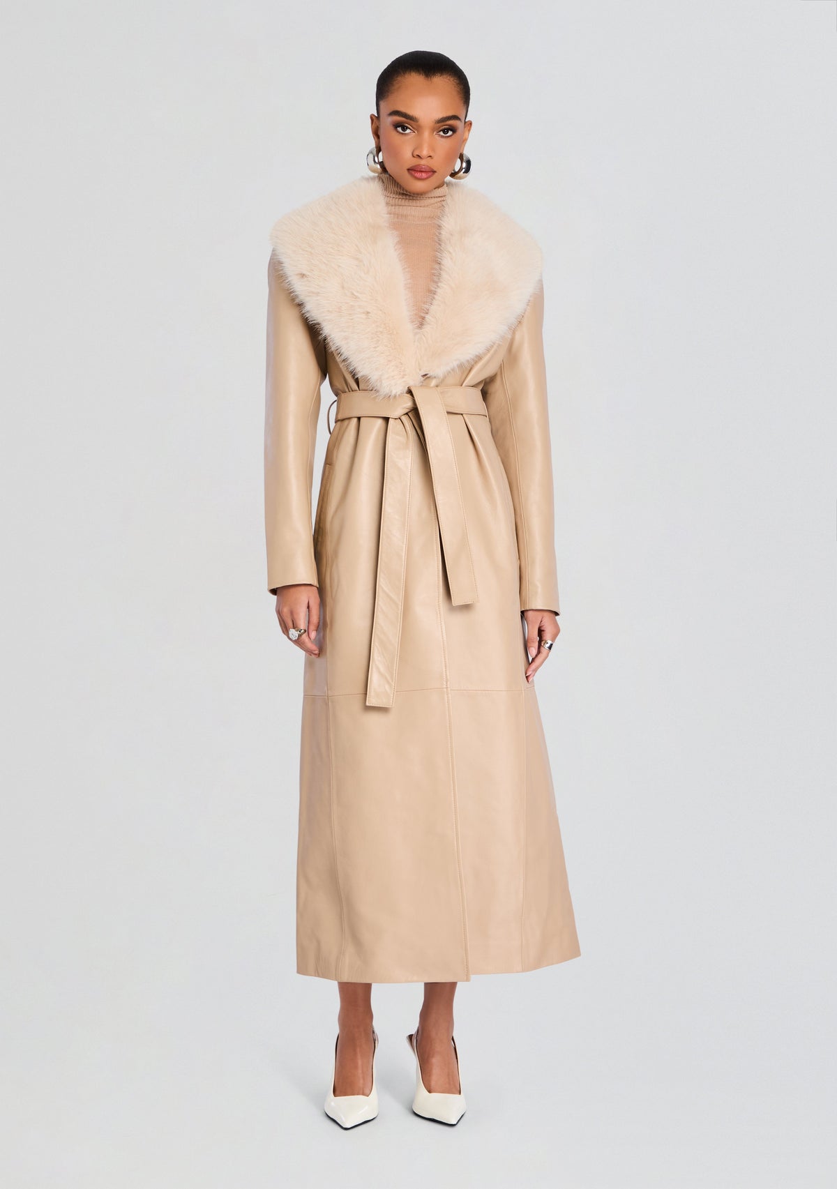 Kieran Trench Coat by retrofête in Latte, product image 3