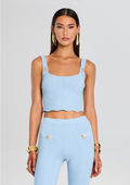 Aloe Metallic Rib Knit Top by retrofête in Metallic Powder Blue, product image 1