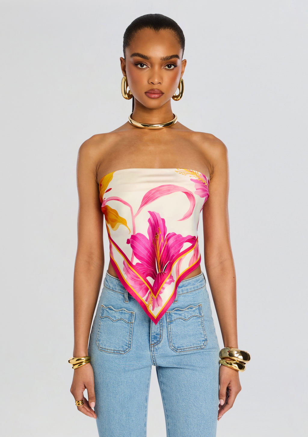Alivia Silk Top by retrofête in Bianco Primavera, product image 1
