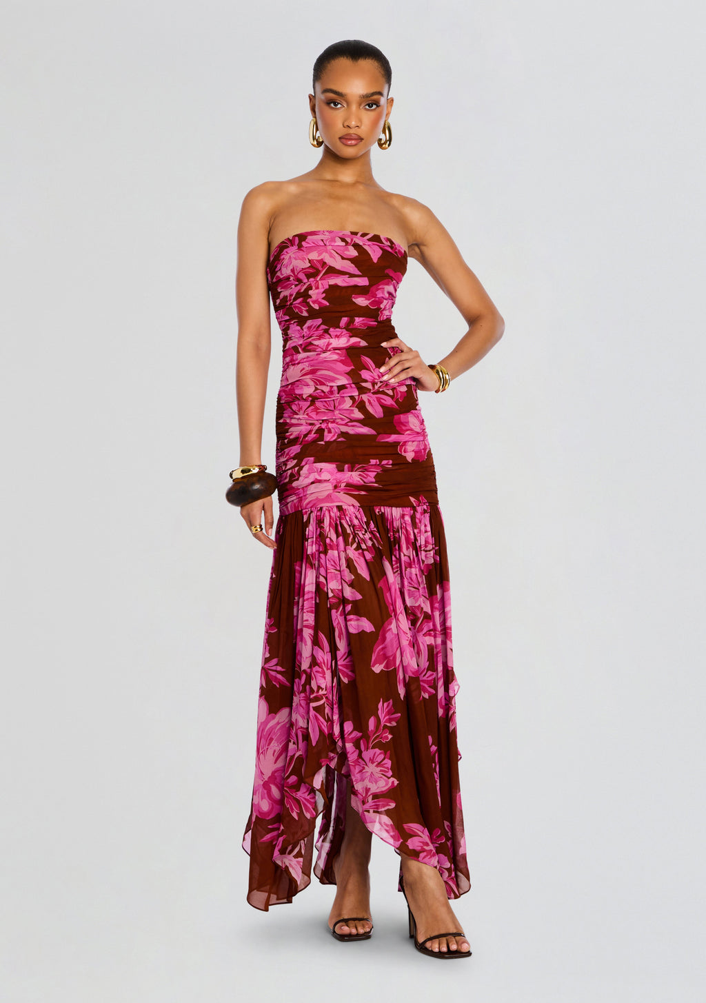 Teryn Silk Chiffon Dress by retrofête in Camellia Reverie, product image 1