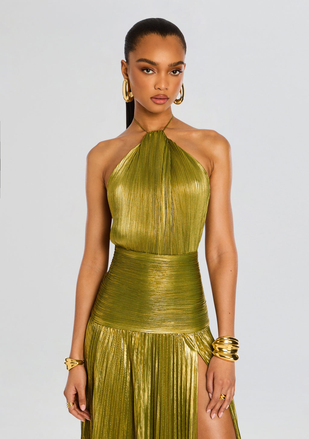 Thalia Dress by retrofête in Metallic Peridot, product image 6