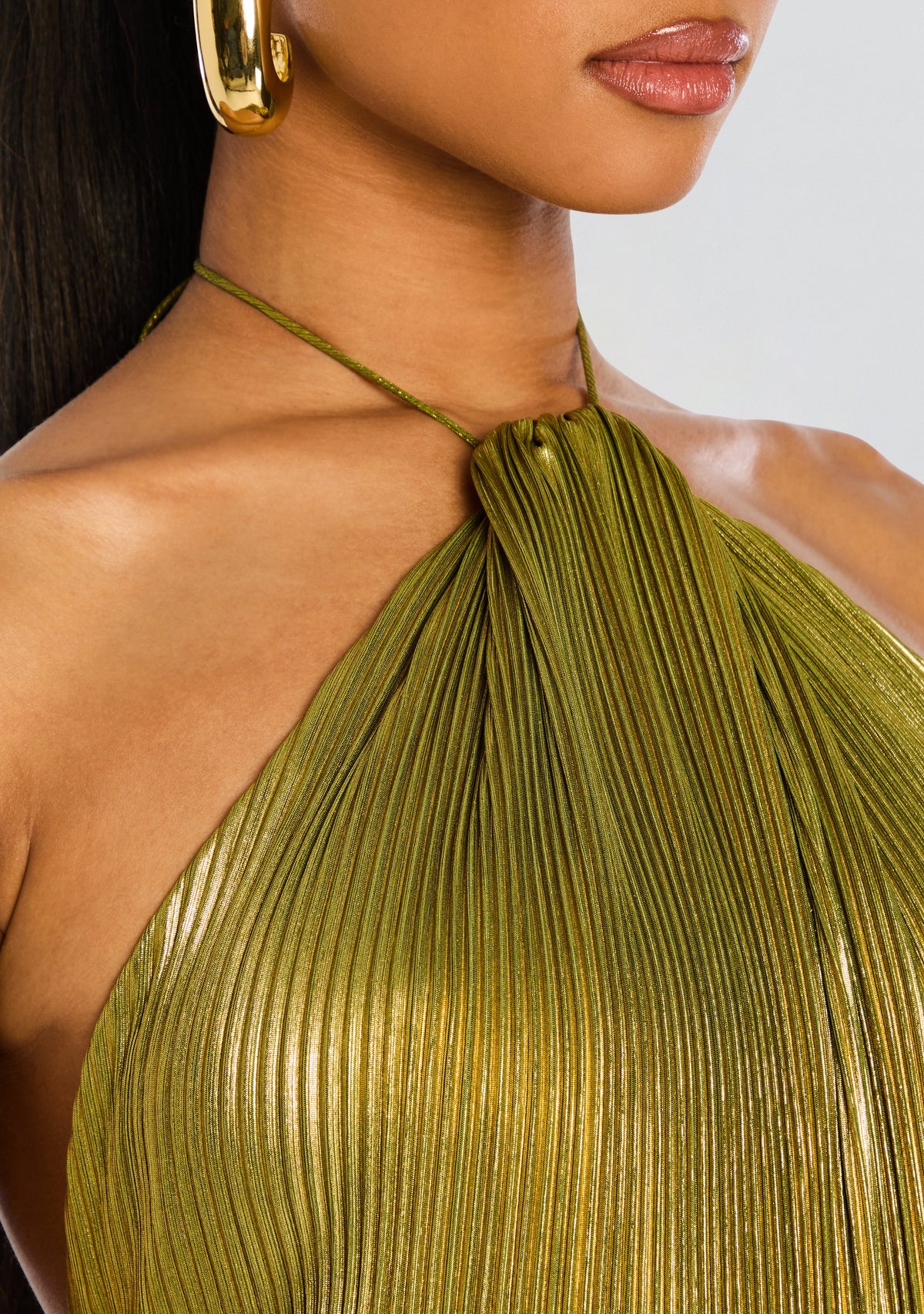 Thalia Dress by retrofête in Metallic Peridot, product image 3