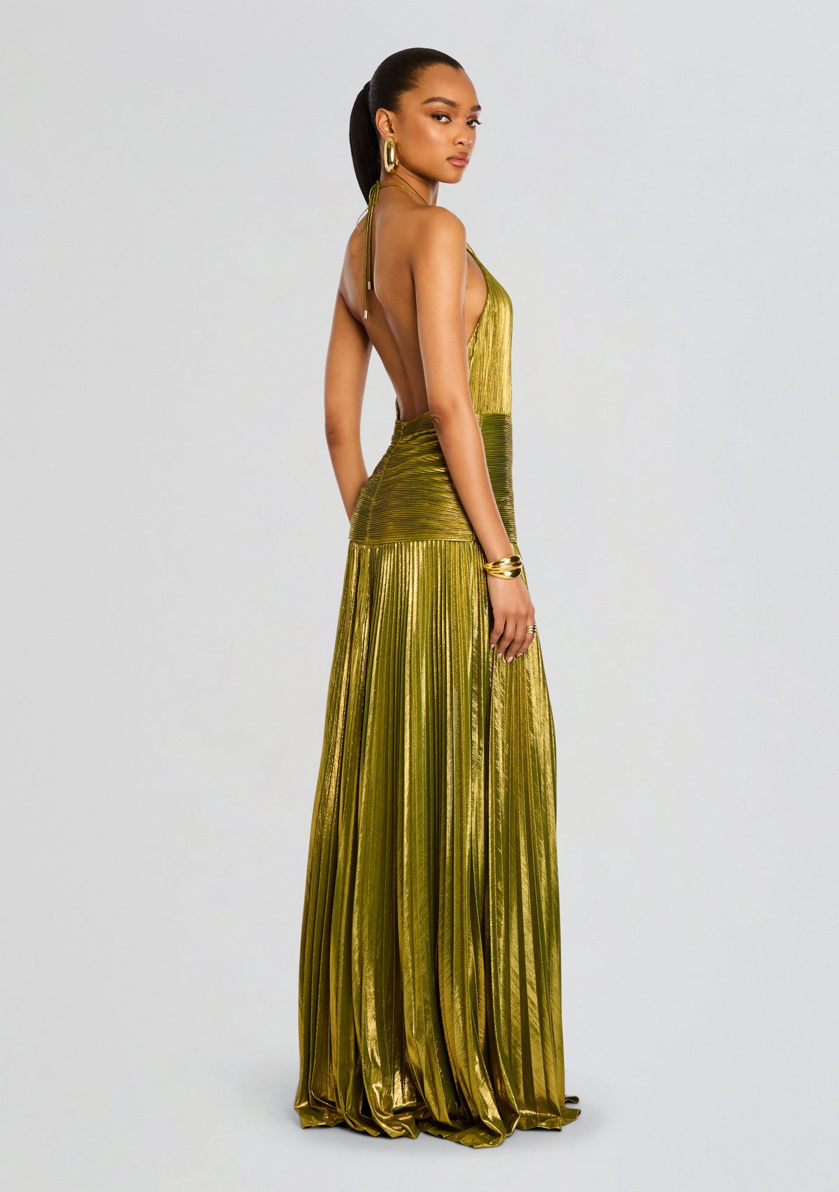 Thalia Dress by retrofête in Metallic Peridot, product image 5