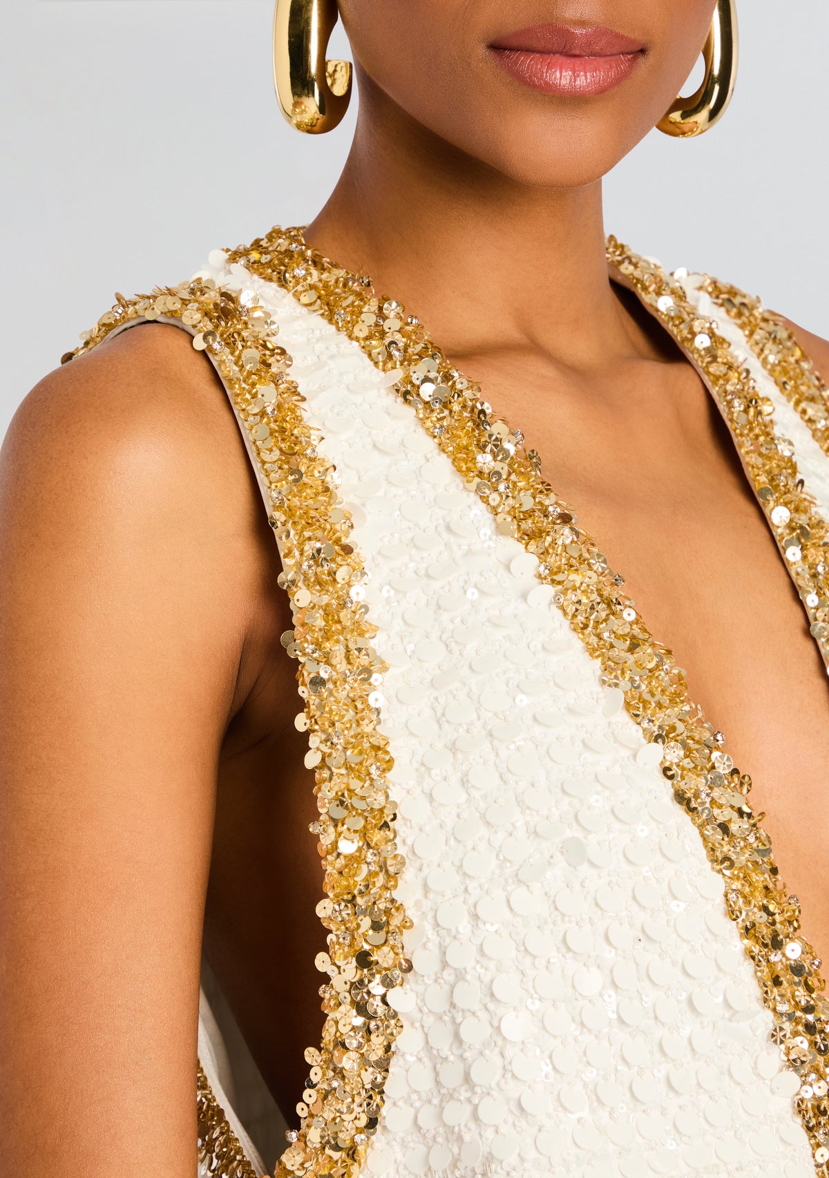 Simmie Sequin Dress by retrofête in White/Gold, product image 2