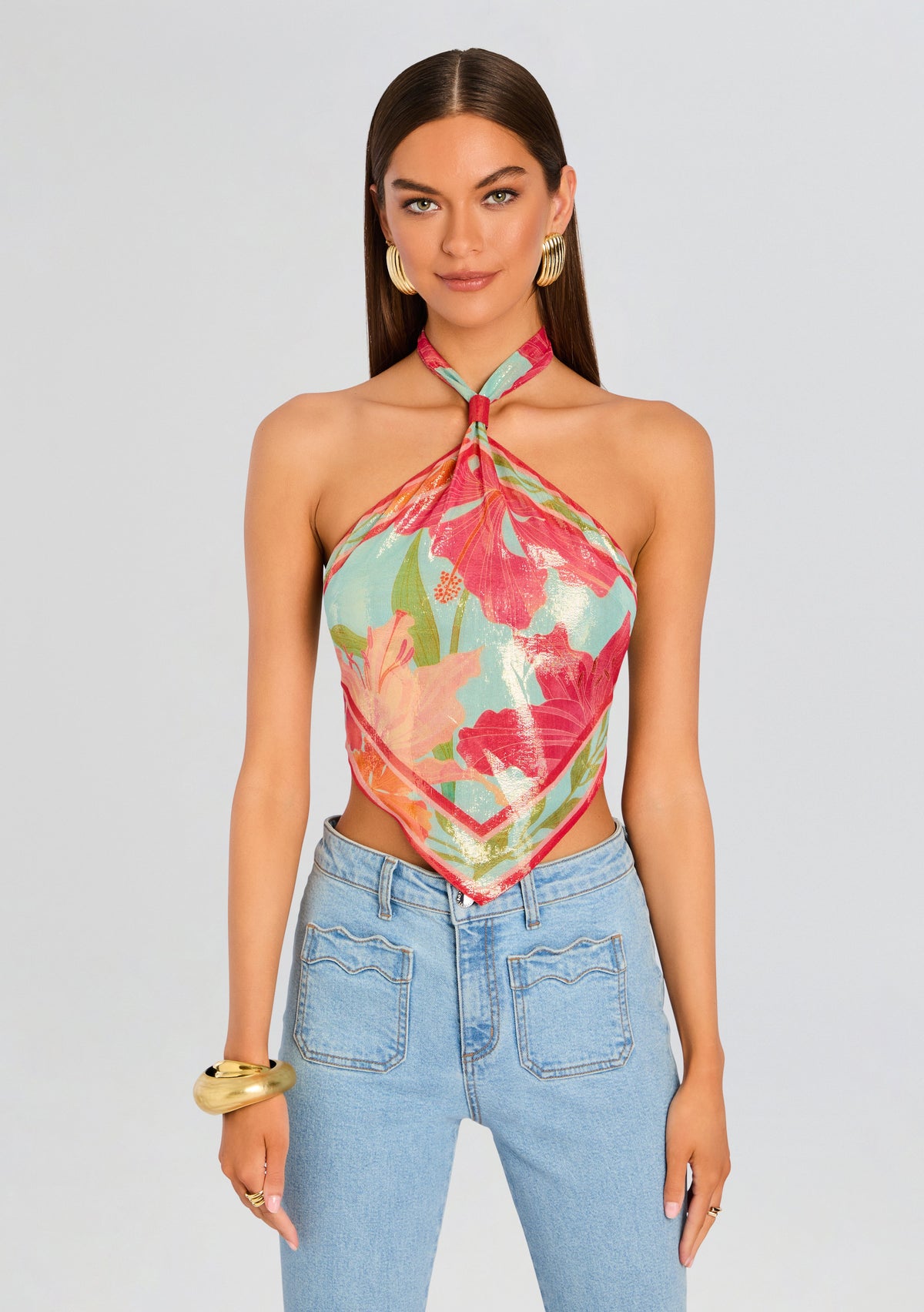 Callie Top by retrofête in Aqua Primavera, product image 1