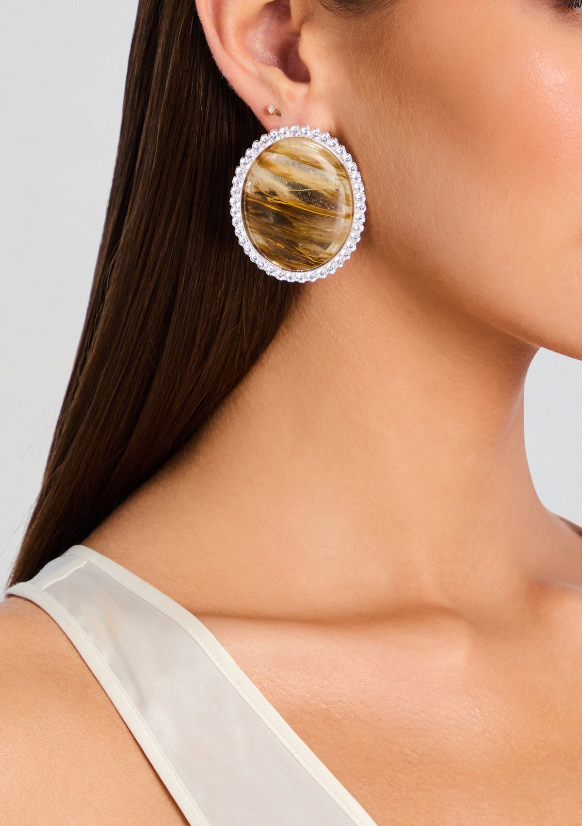 Fillipa Embellished Earrings by retrofête in Stone, product image 4