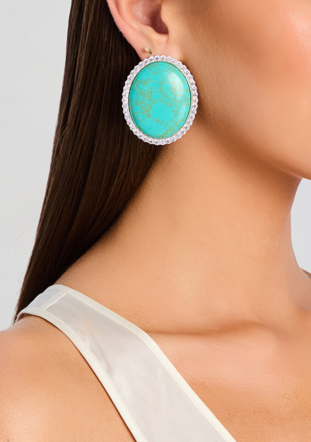 Fillipa Embellished Earrings by retrofête in Turquoise, product image 4