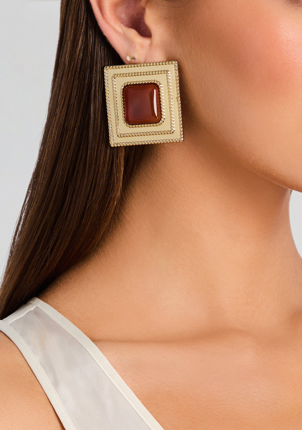 Umbriana Gemstone Earrings by retrofête in Red/Gold, product image 4