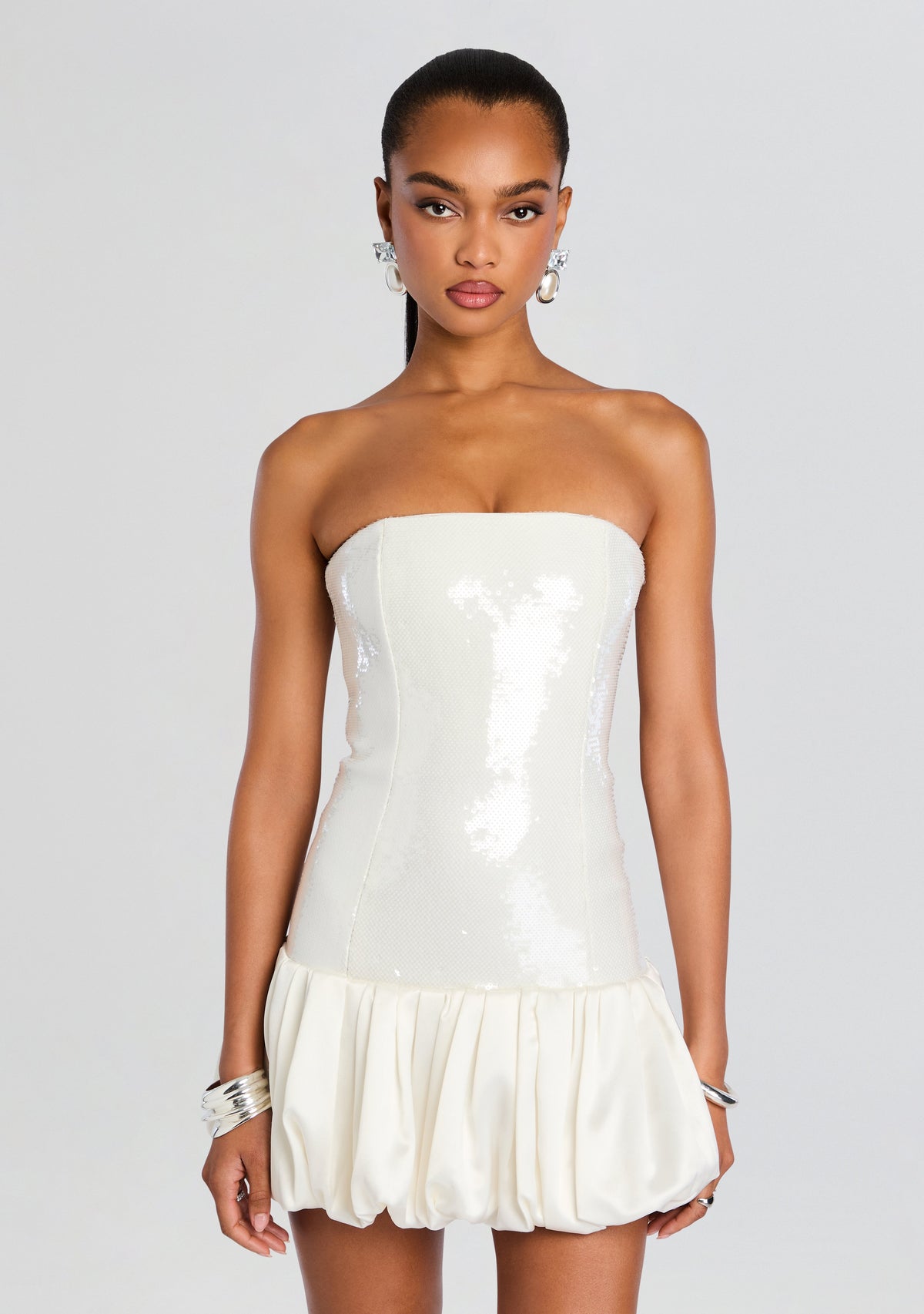Anika Sequin Dress by retrofête in Cream, product image 5