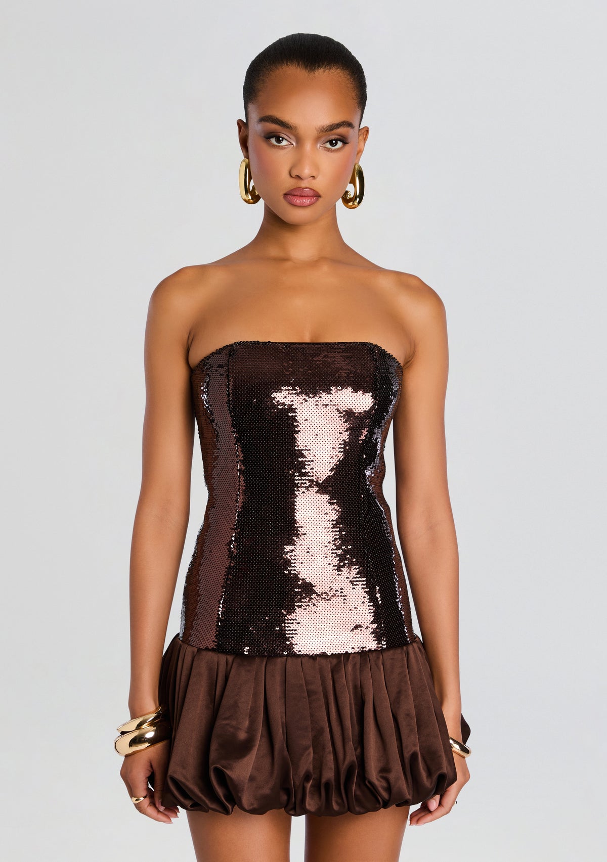 Anika Sequin Dress by retrofête in Tobacco, product image 5