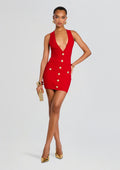 Ellison Metallic Rib Knit Dress by retrofête in Metallic Fiery Red, product image 1
