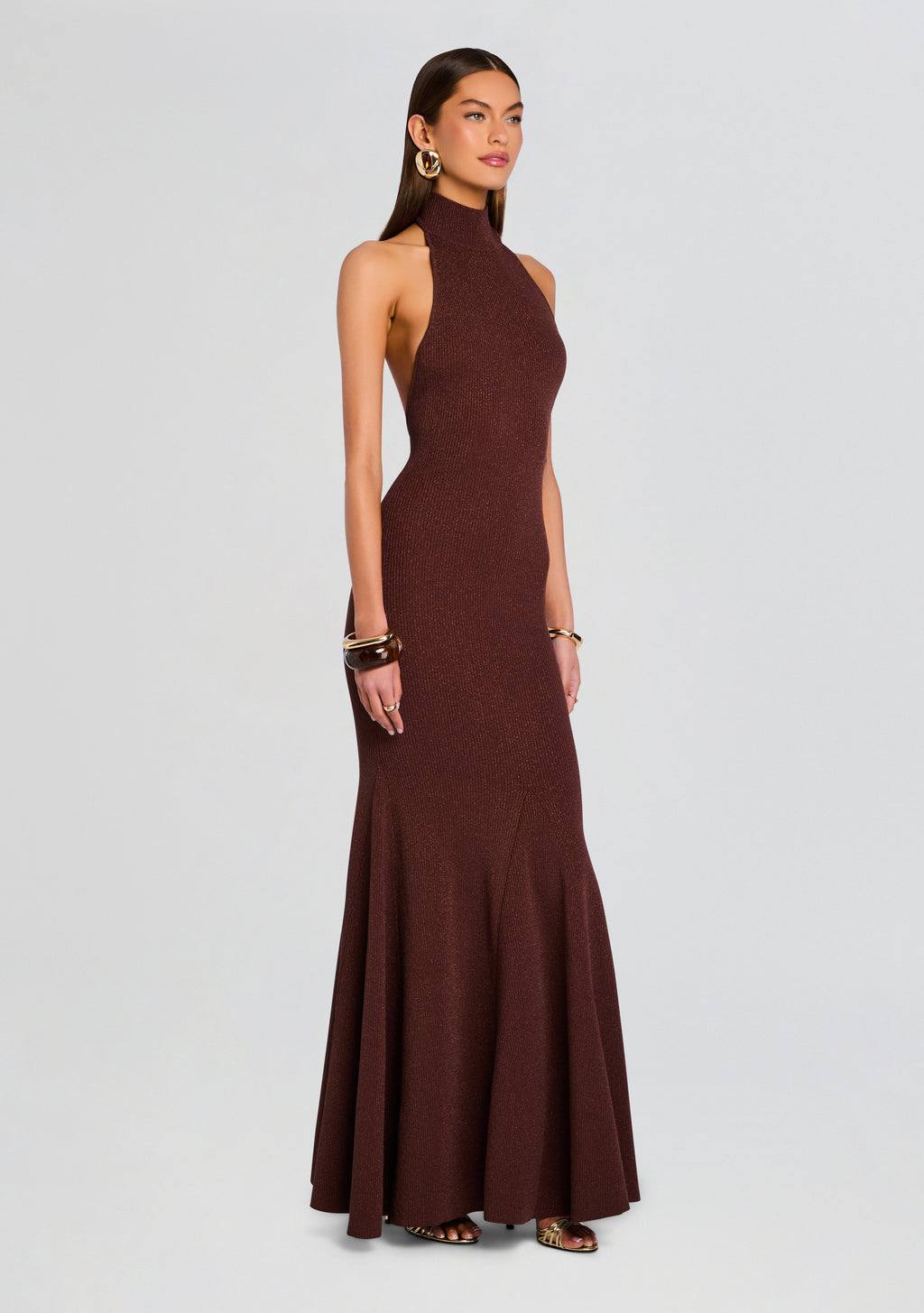 Kimbra Metallic Knit Dress by retrofête in Metallic Espresso, product image 4