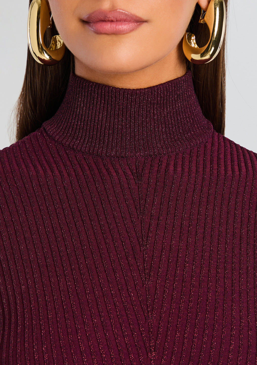 Roselyn Metallic Knit Top by retrofête in Metallic Pinot, product image 3
