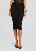 Auralee Mesh Midi Skirt by SEROYA in Black, product image 1