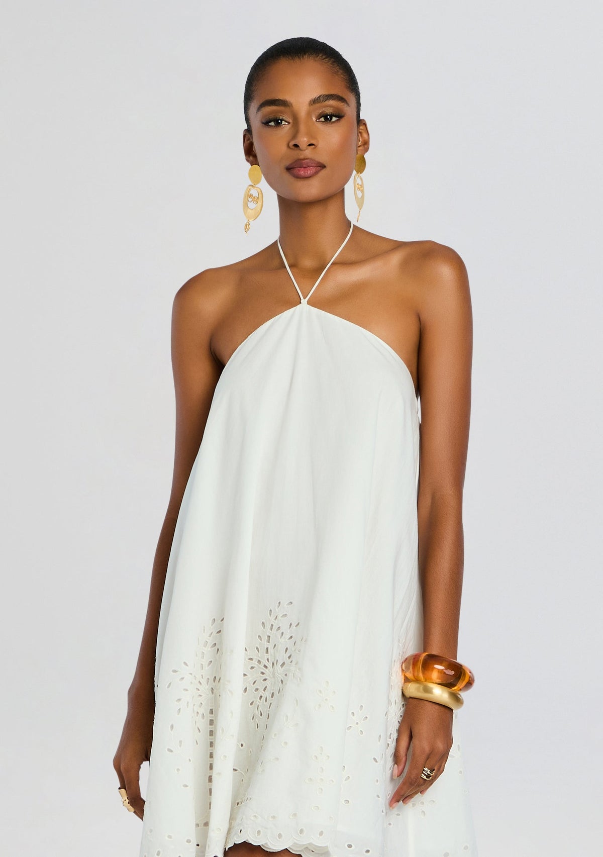 Bagh Halter Mini Dress by Hemant & Nandita in White, product image 5