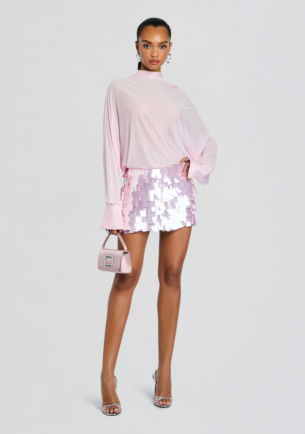 Bennedetta Sequin Skirt by retrofête in Rose Quartz, product image 2