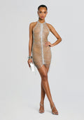 Irina Halter Dress by retrofête in Tannin/Silver, product image 1