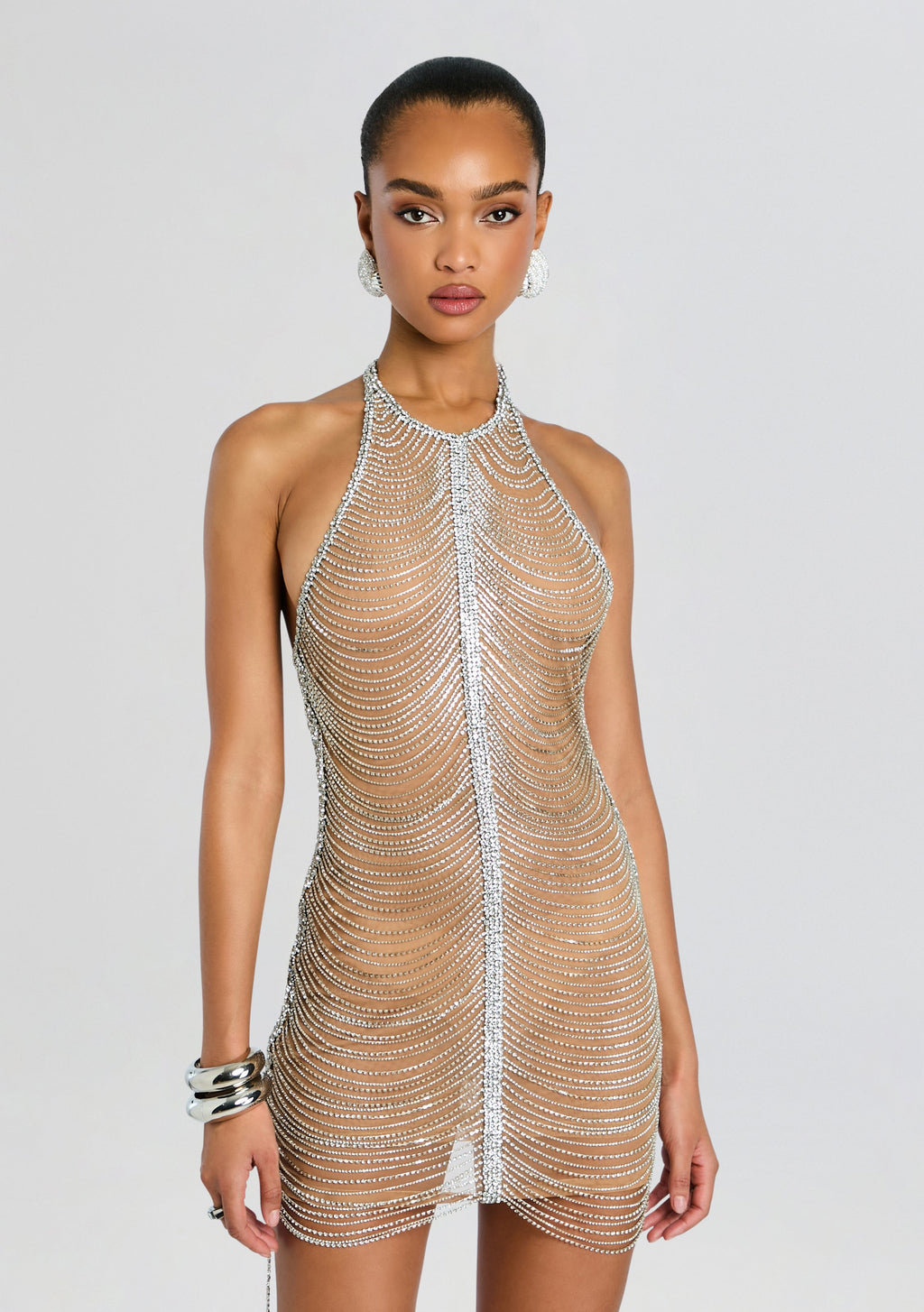 Irina Halter Dress by retrofête in Tannin/Silver, product image 5