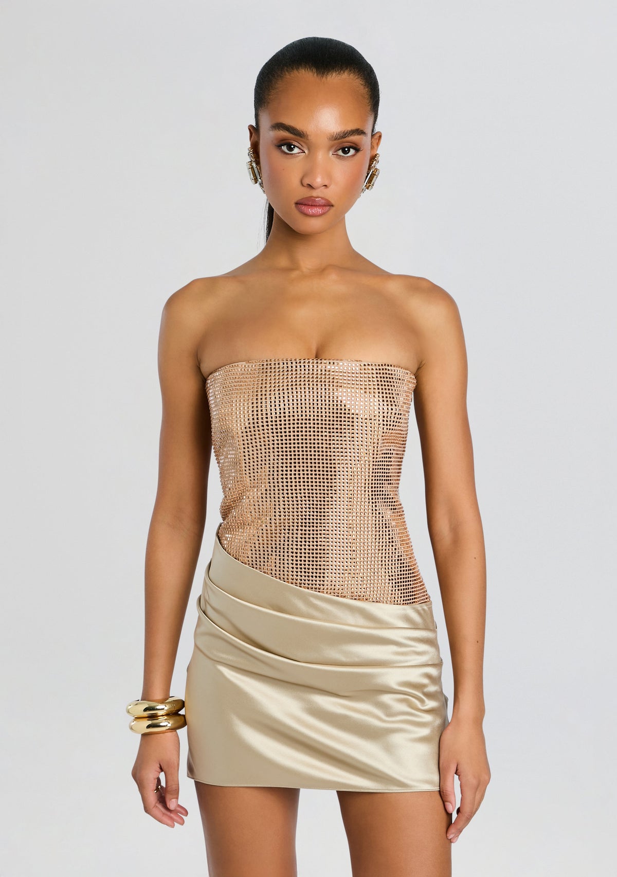 Marieta Embellished Dress by retrofête in Latte, product image 6