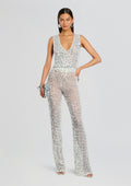 Nirvana Sequin Crochet Jumpsuit by retrofête in White/Silver, product image 1