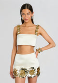 Sinead Embellished Top by retrofête in Cream/Gold, product image 1