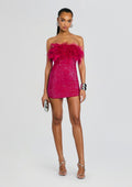 Torin Sequin Feather Dress by retrofête in Fuchsia, product image 1